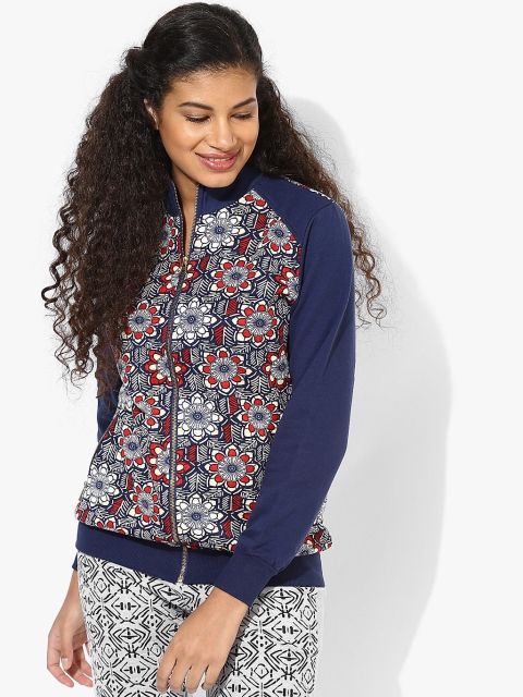 

Sweet Dreams Women Navy Blue & Red Printed Lounge Sweat Jacket