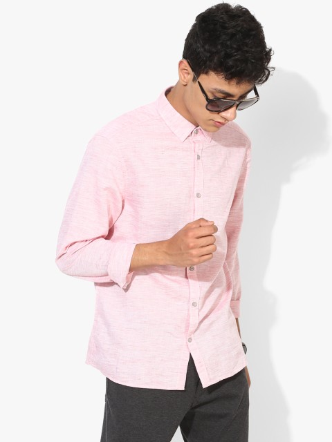 

Pink Textured Regular Fit Casual Shirt
