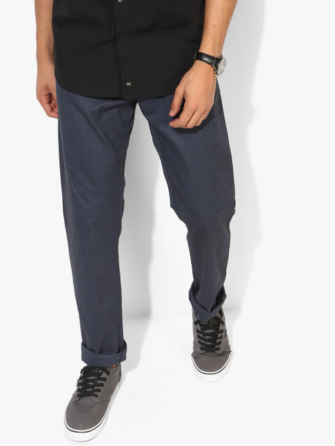

Navy Blue Solid Regular Fit Chinos