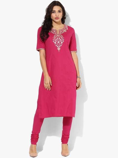 

Biba Women Fuchsia & Embroidered Kurta with Salwar & Dupatta