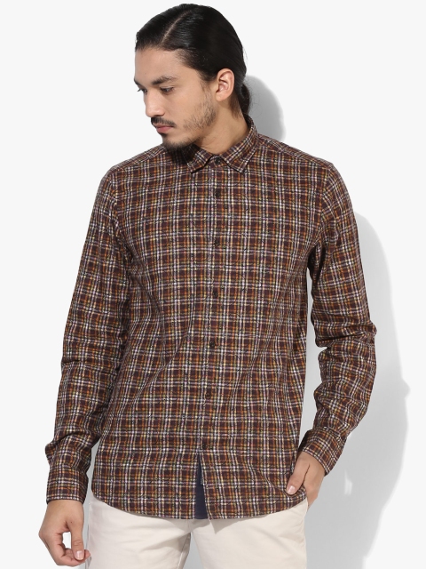 

Brown Checked Slim Fit Casual Shirt