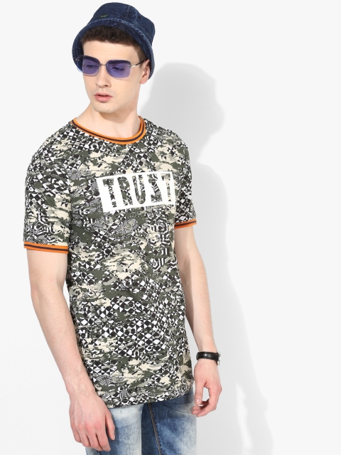 

Multicoloured Printed Slim Fit Round Neck T-Shirt, Multi