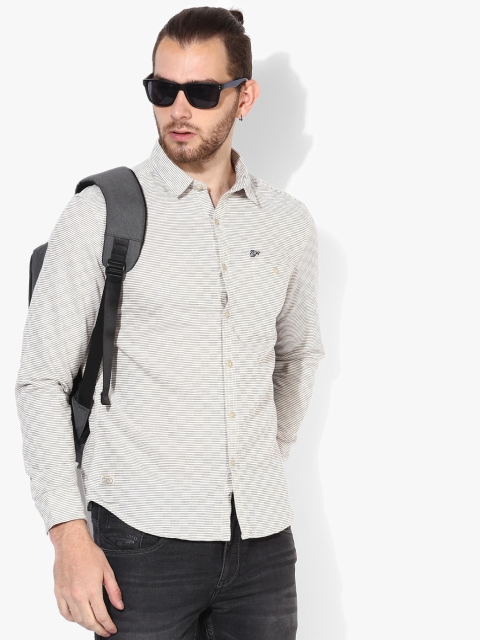 

Off White Striped Slim Fit Casual Shirt