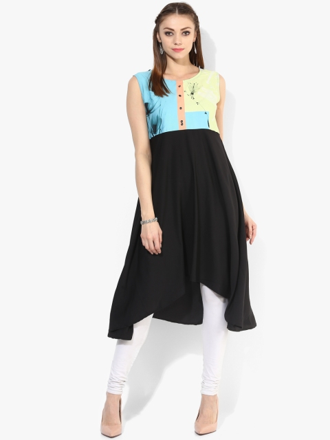 

Span Women Black & Blue Printed Kurta