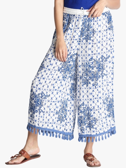 

Blue Printed Flared Culottes
