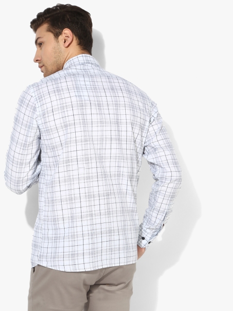 

White Checked Slim Fit Casual Shirt, Off white