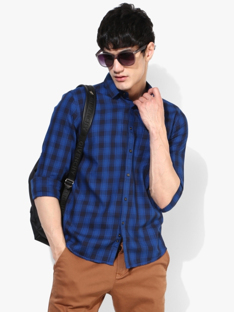 

Blue Checked Slim Fit Casual Shirt