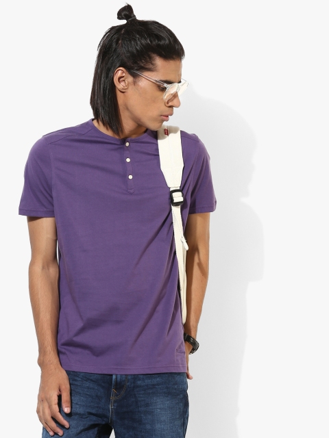 

Purple Solid Regular Fit Henley T-Shirt