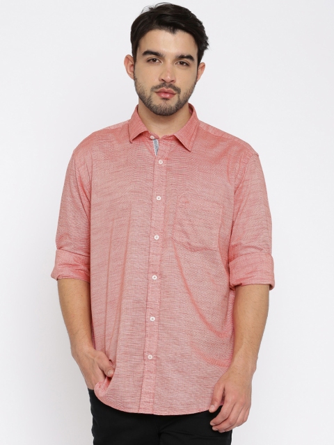 

ColorPlus Men Coral Red Slim Fit Solid Casual Shirt