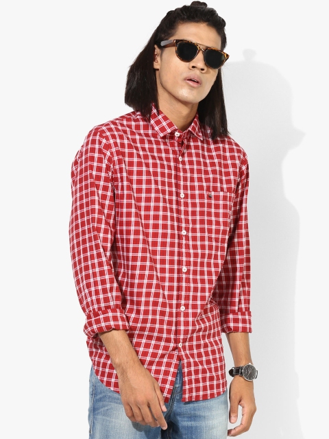 

Red Checked Slim Fit Casual Shirt
