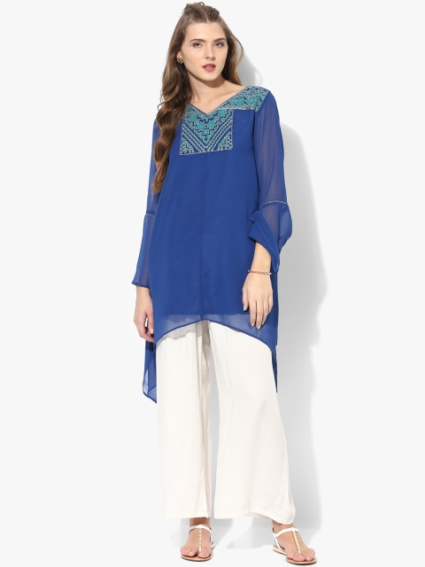 

Global Desi Blue Embroidered Tunic