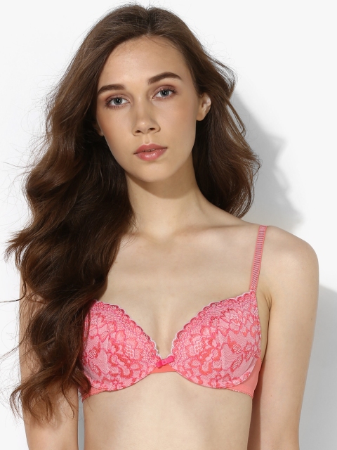 

Pink Self Design Wired-Padded Support Bra