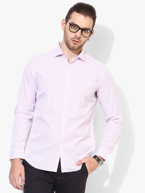 

Pink Striped Regular Fit Casual Shirt