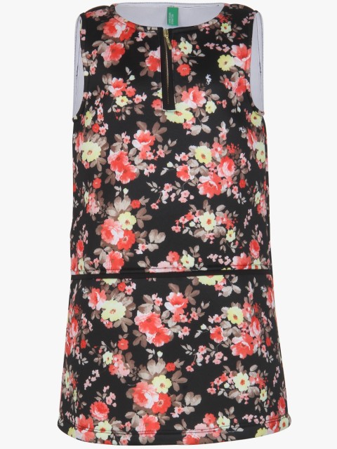 

United Colors of Benetton Girls Black & Pink Printed Sheath Dress