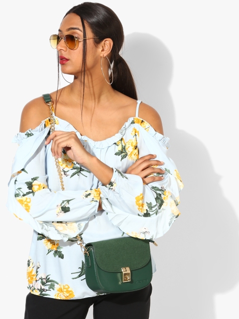 

DOROTHY PERKINS Women Blue & Yellow Printed Bardot Top