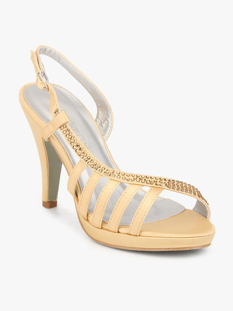 

Golden Sling Back Sandals, Gold
