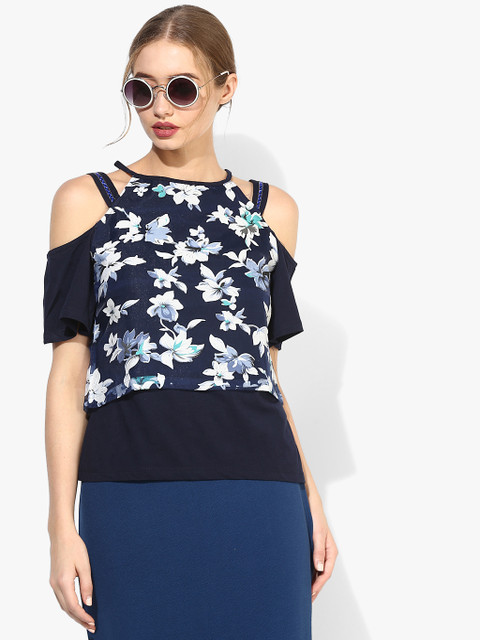 

Navy Blue Printed Blouse