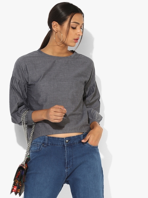Grey Solid Blouse