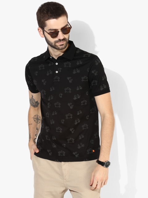 

SIMON CARTER LONDON Men Black Printed Polo Collar T-shirt
