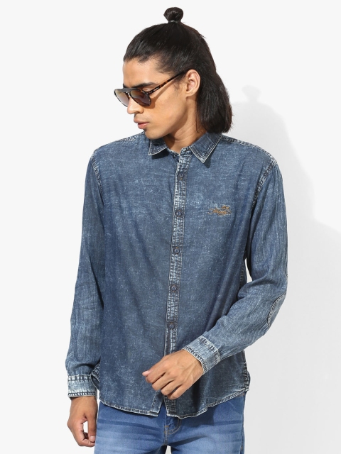 

Blue Washed Slim Fit Denim Shirt