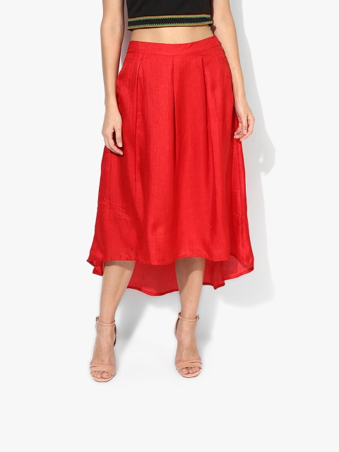 

Global Desi Women Red Flared Skirt