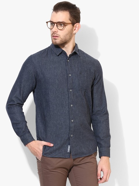 

Blue Self Design Regular Fit Casual Shirt