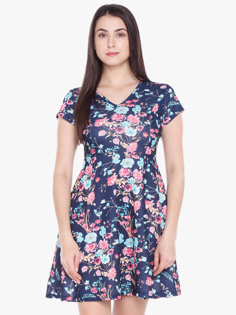 

Honey by Pantaloons Women Navy Blue Printed Fit and Flare Dress