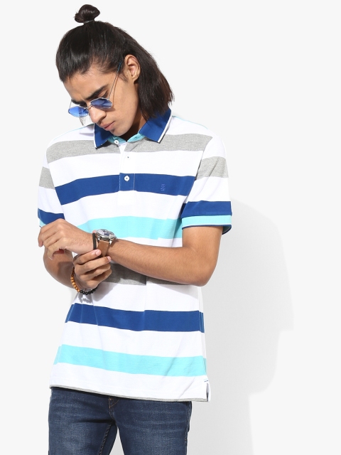 

Navy Blue Striped Slim Fit Polo T-Shirt