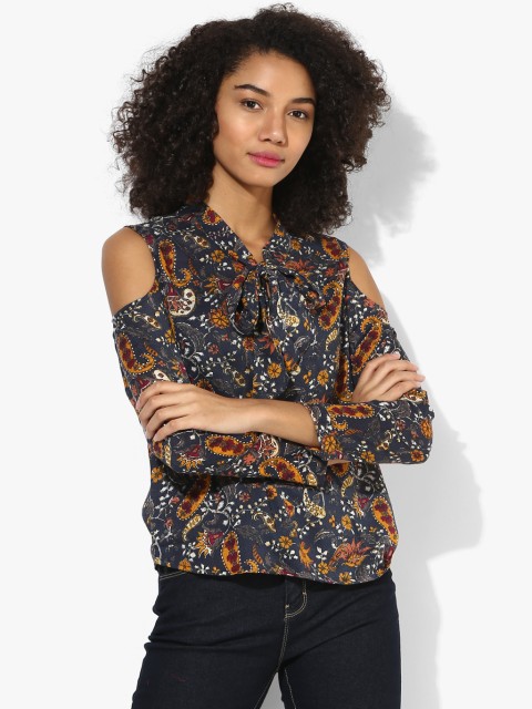 

Pepe Jeans Women Navy Blue & Orange Printed Blouse