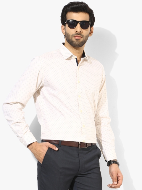 

Cream Printed Slim Fit Formal Shirt