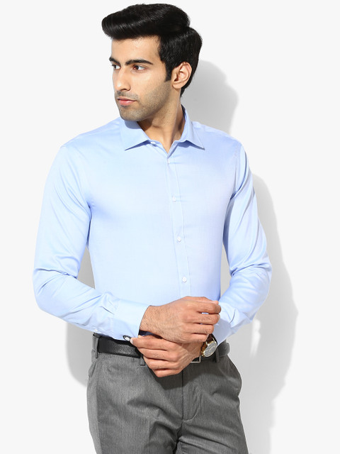 

Blue Self Design Slim Fit Casual Shirt