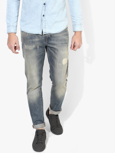 Blue Washed Mid Rise Slim Fit Jeans