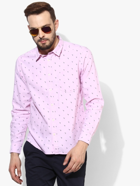 

Pink Printed Regular Fit Casual Shirt