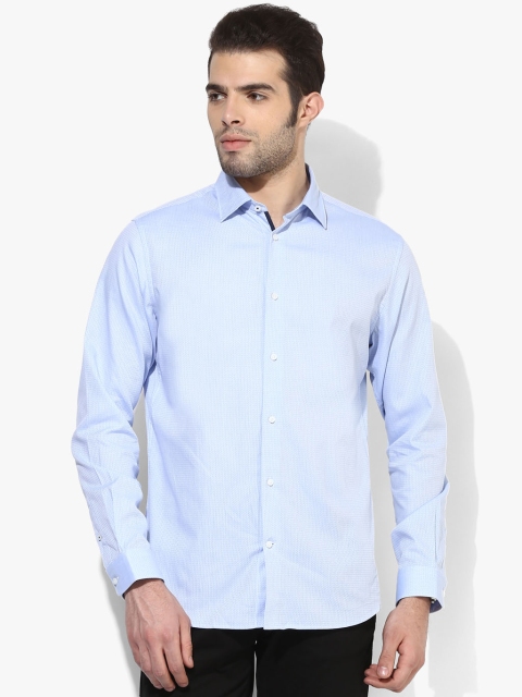 

Light Blue Printed Slim Fit Casual Shirt