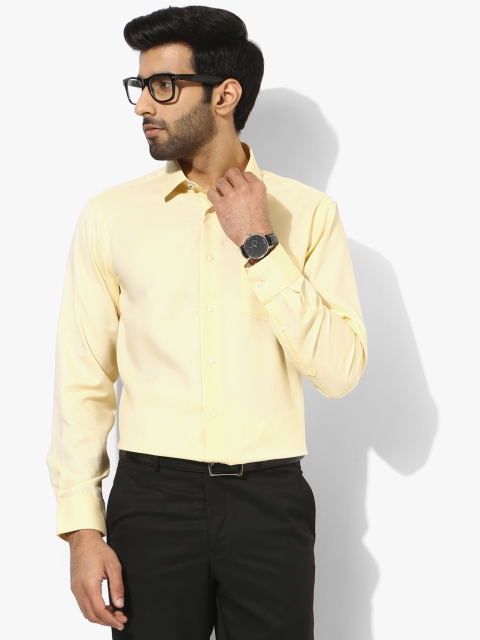 

Yellow Self Design Regular Fit Formal Shirt