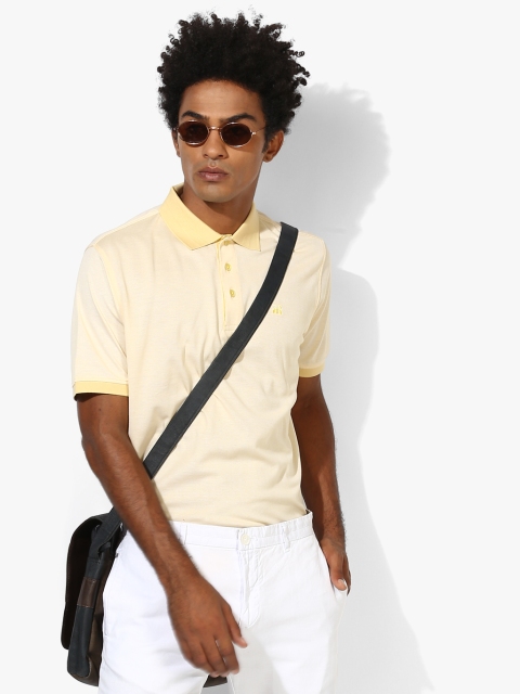 Yellow Solid Regular Fit Polo T-Shirt