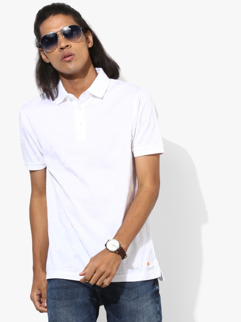 

SIMON CARTER LONDON Men White Solid Polo Collar T-shirt