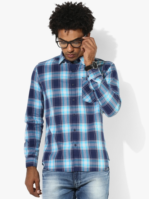 

Blue Checked Slim Fit Casual Shirt