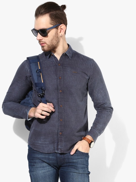 

Charcoal Printed Slim Fit Casual Shirt