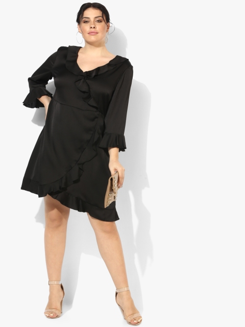 

Black Solid Shift Dress