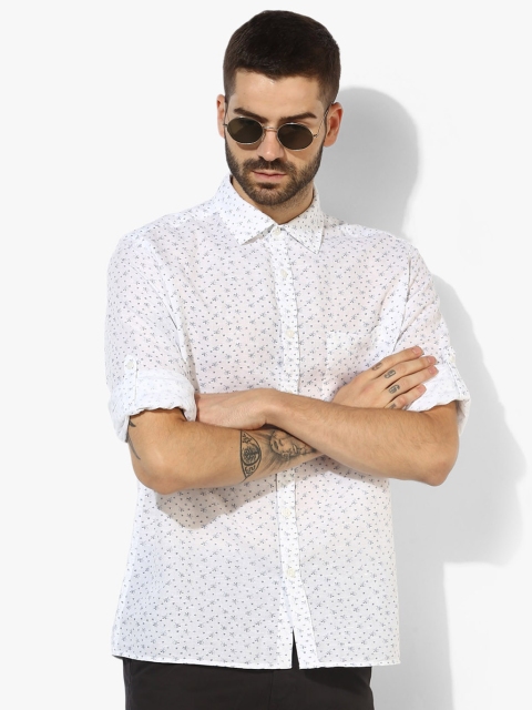 

White Printed Slim Fit Casual Shirt