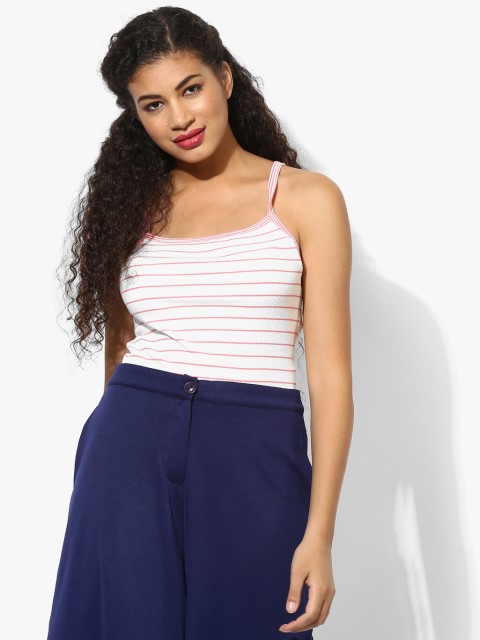 

ONLY Women White & Pink Striped Top