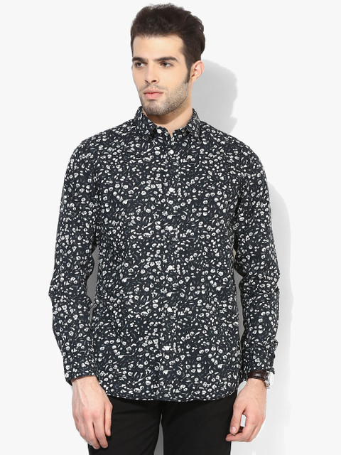 

Black Printed Slim Fit Casual Shirt, Navy blue