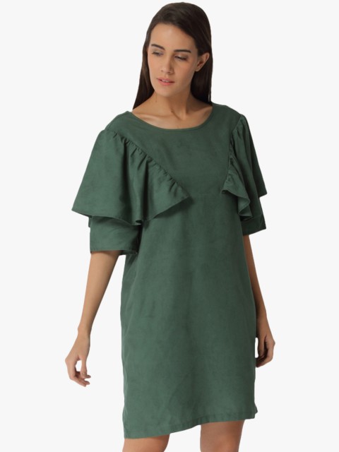 

Vero Moda Women Green Solid A-Line Dress