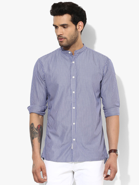 

Blue Striped Slim Fit Casual Shirt