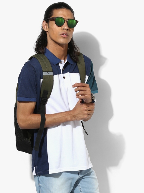 

White Striped Regular Fit Polo T-Shirt