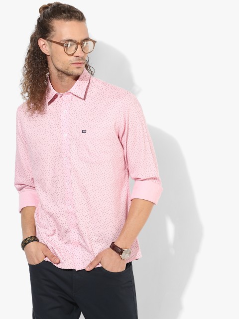 

Pink Printed Slim Fit Casual Shirt