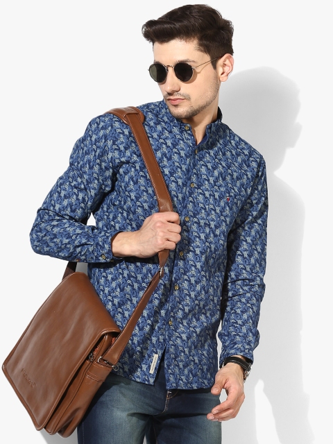 

Blue Printed Slim Fit Casual Shirt