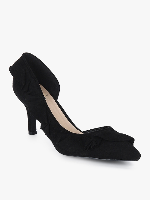 

Carlton London Women Black Solid Pumps with Frill Detail