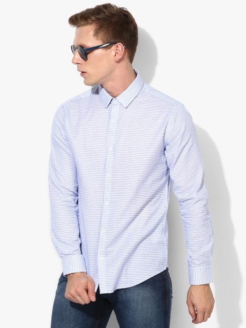 

Light Blue Textured Slim Fit Casual Shirt